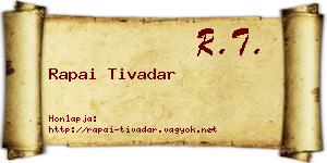 Rapai Tivadar névjegykártya